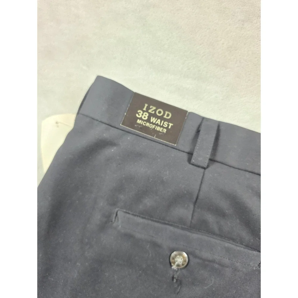 IZOD Golf Shorts Mens 38 Navy Blue Polyester Microfiber Pleated Front NEW